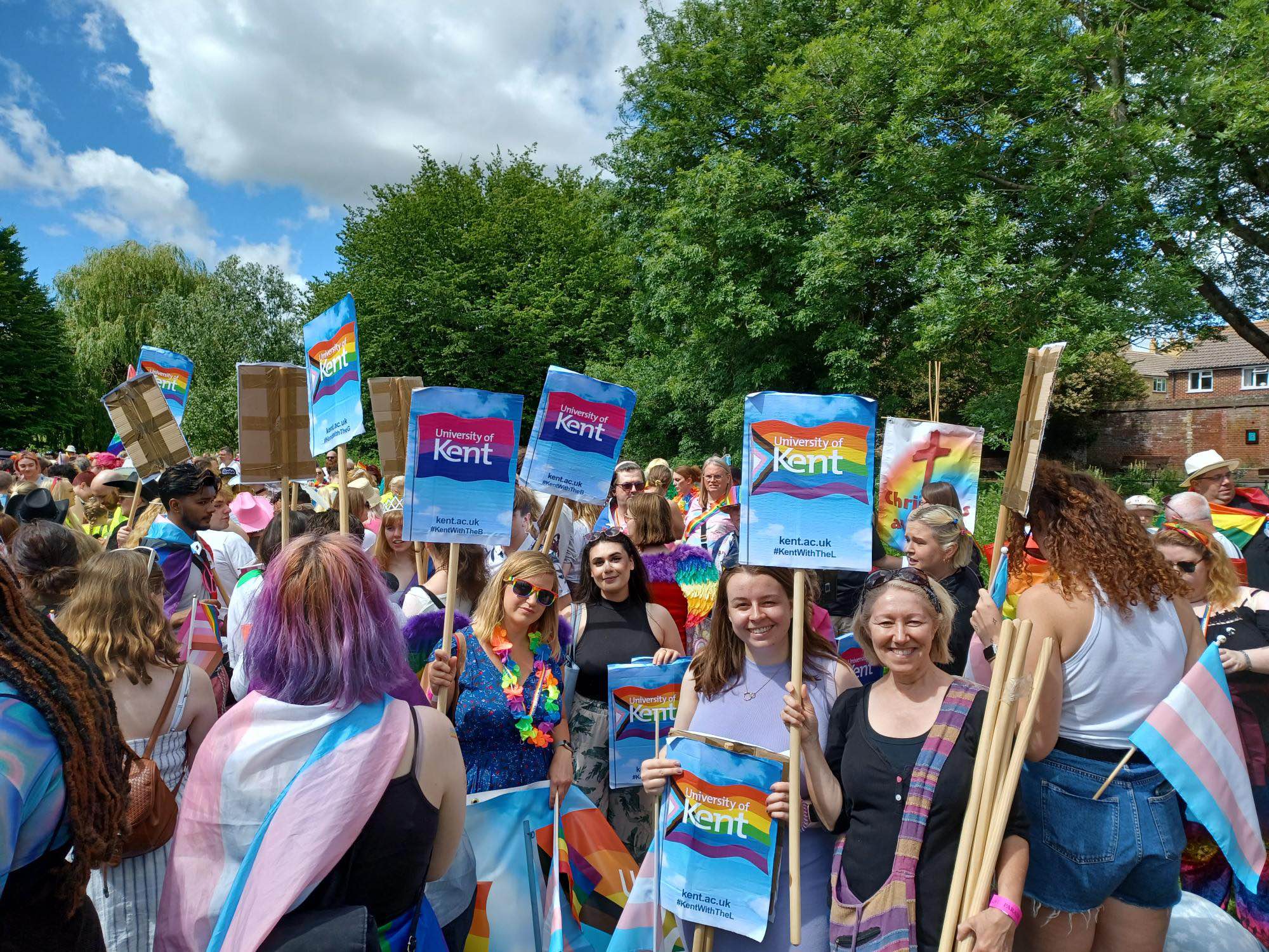 Students and staff at Pride March