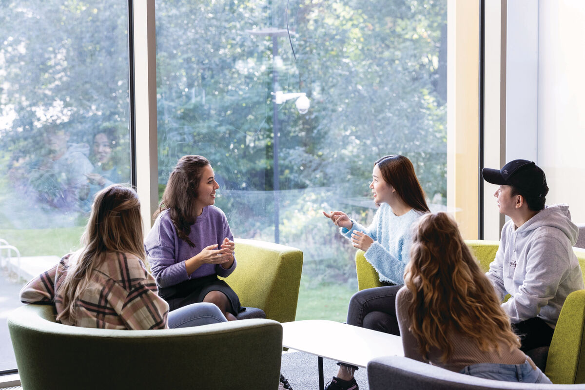 Students sat talking