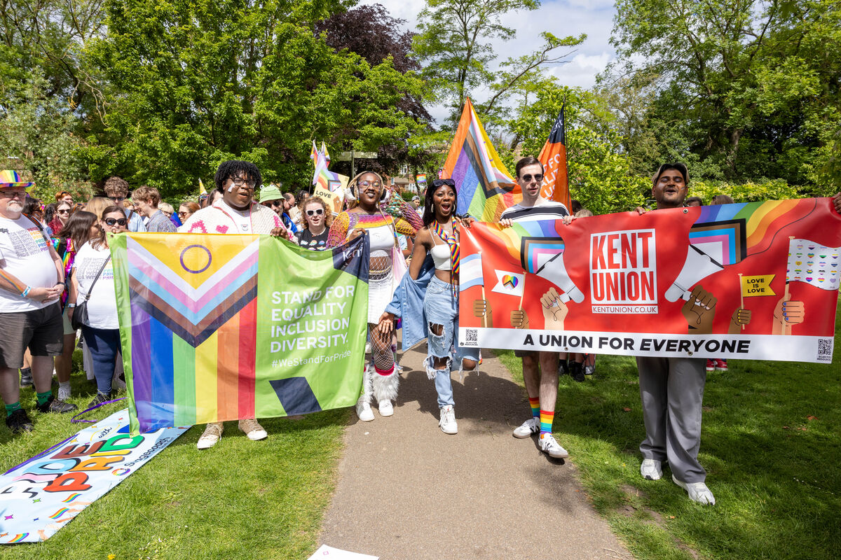 Kent and KSU banners at Canterbury Pride event