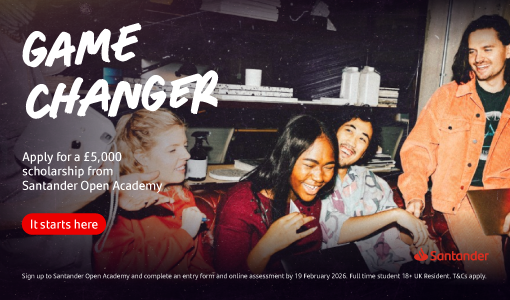 Game Changer. Apply for a £5,000 Scholarship from Santander Open Academy
