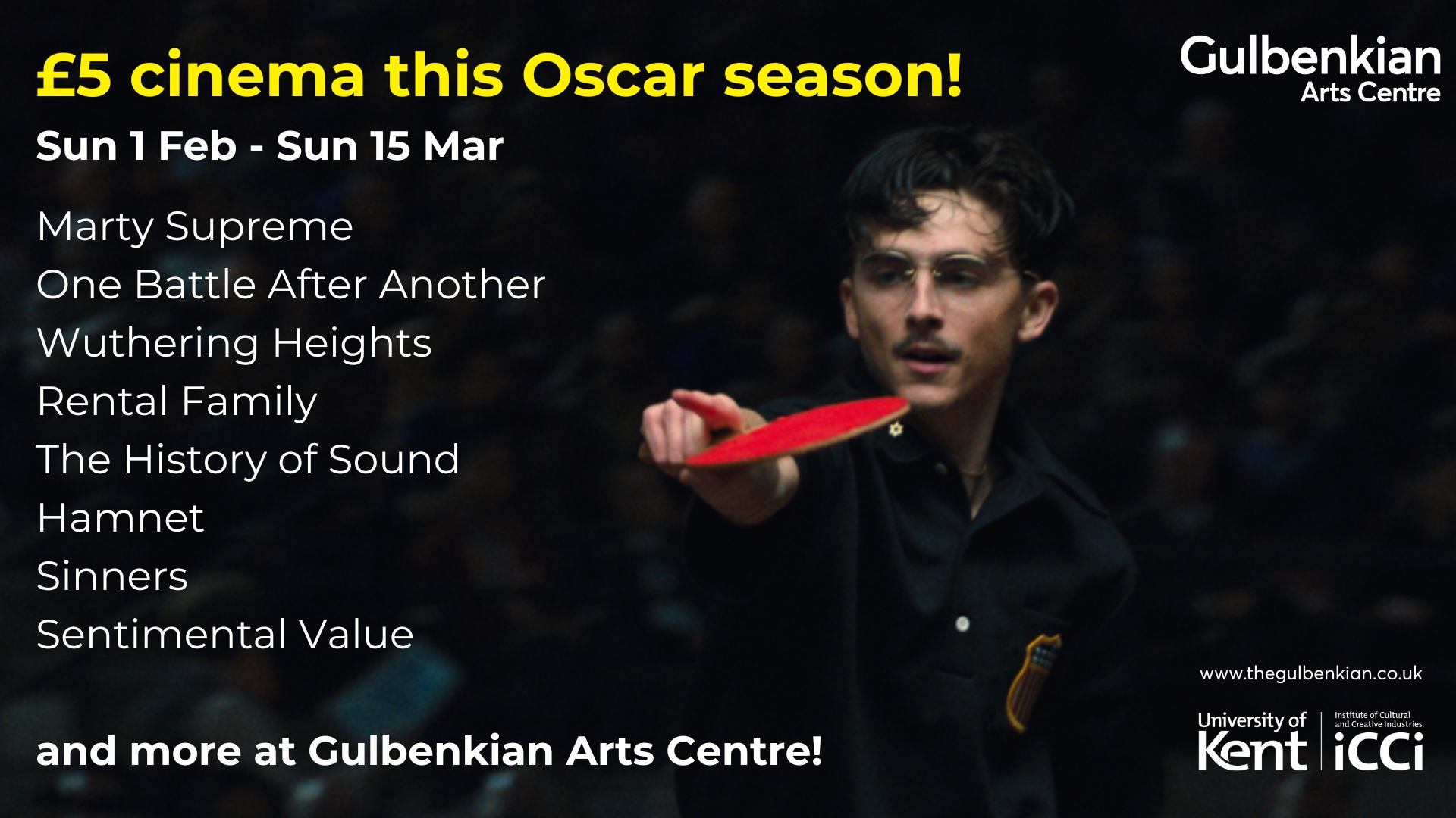 £5 cinema this Oscar Season. Sunday 1 Feb to Sunday 15 March