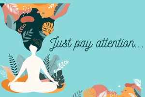 decorative cartoon with text 'pay attention'
