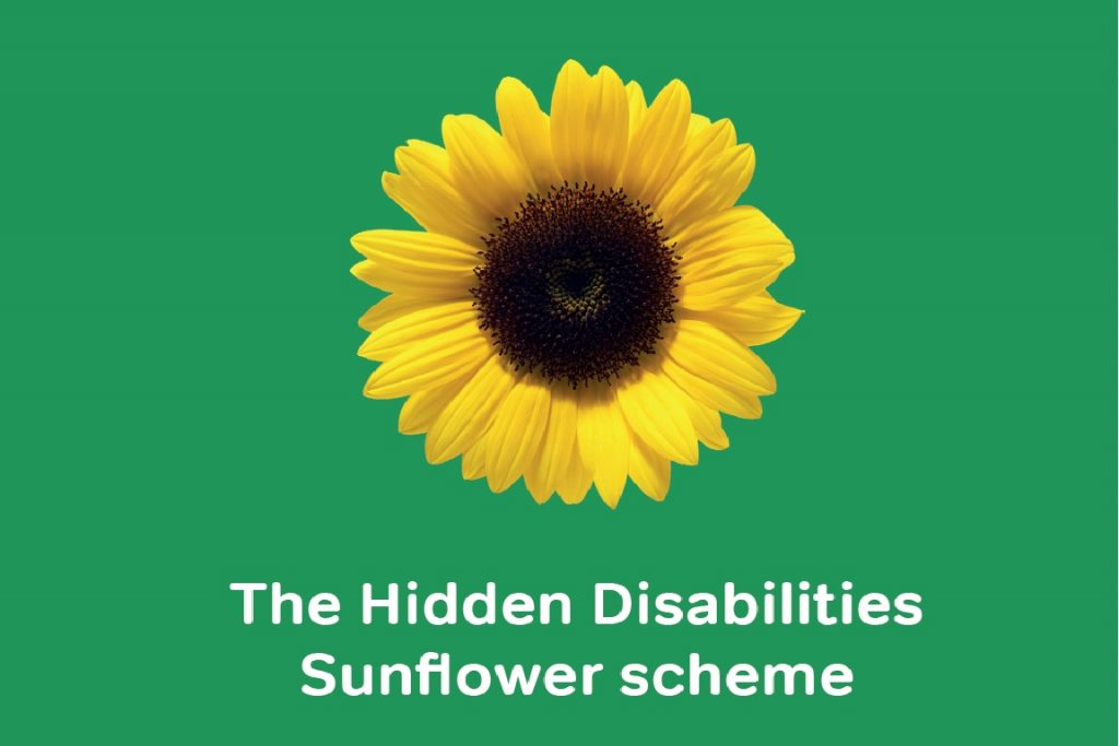 sunflower with text The Hidden Disabilities Sunflower Scheme