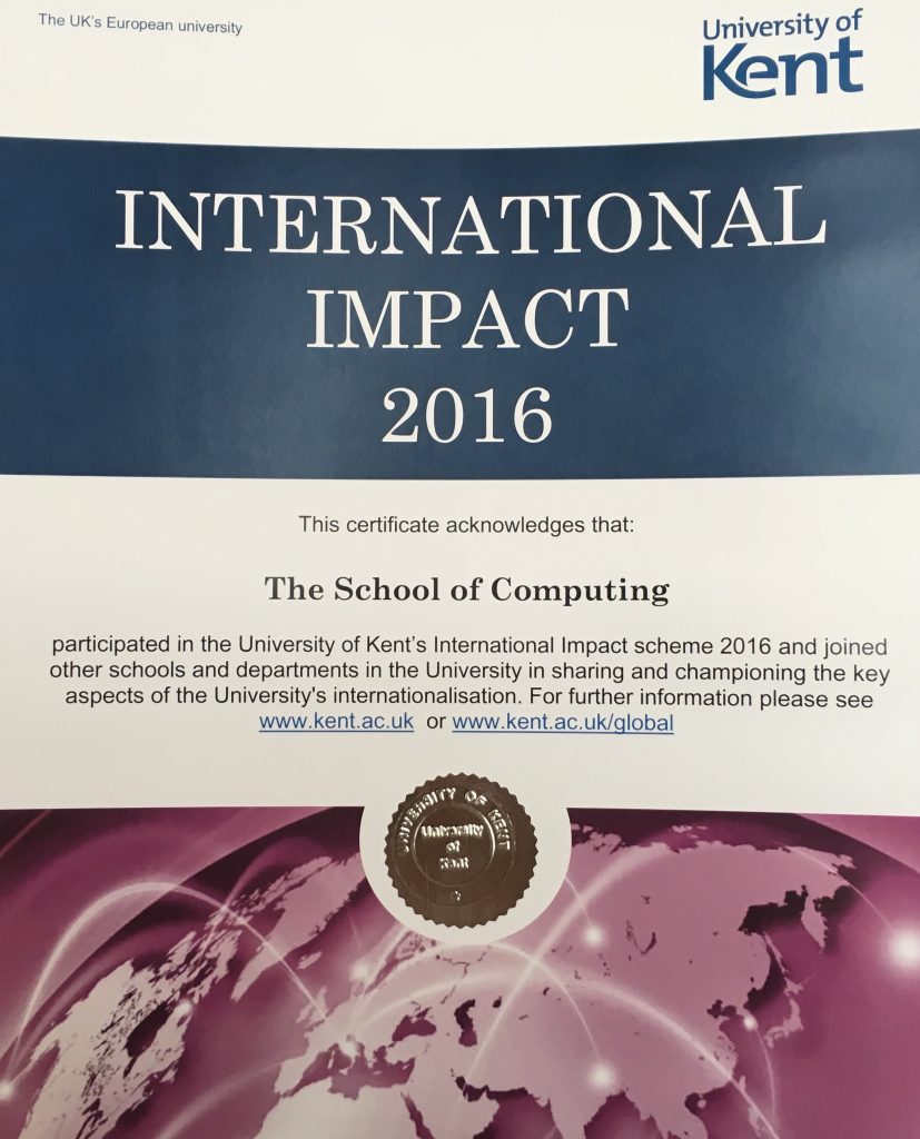 International award certificate