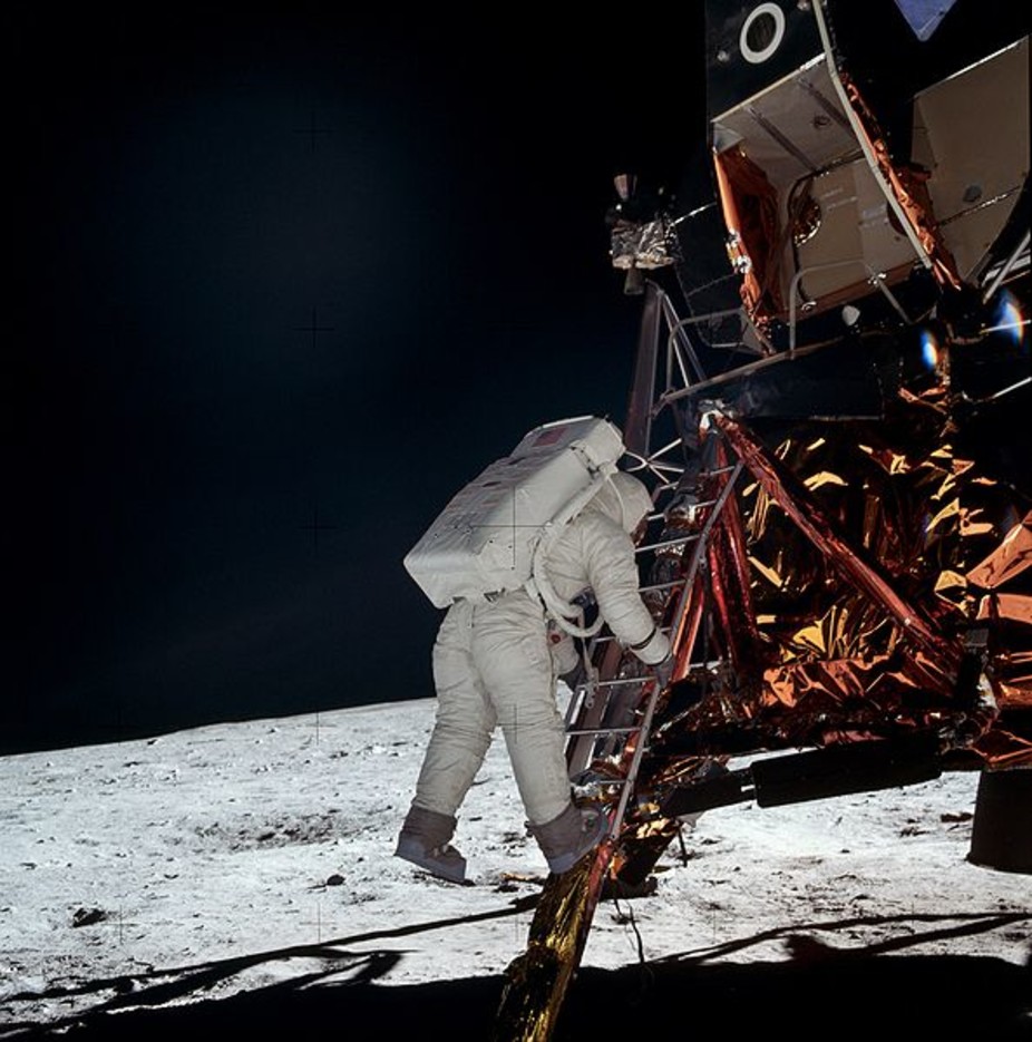 Man stepping on moon