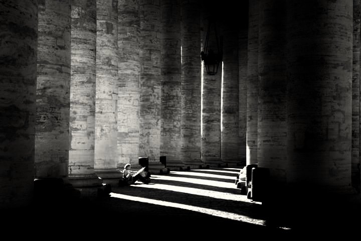 black and white pillars in Rome