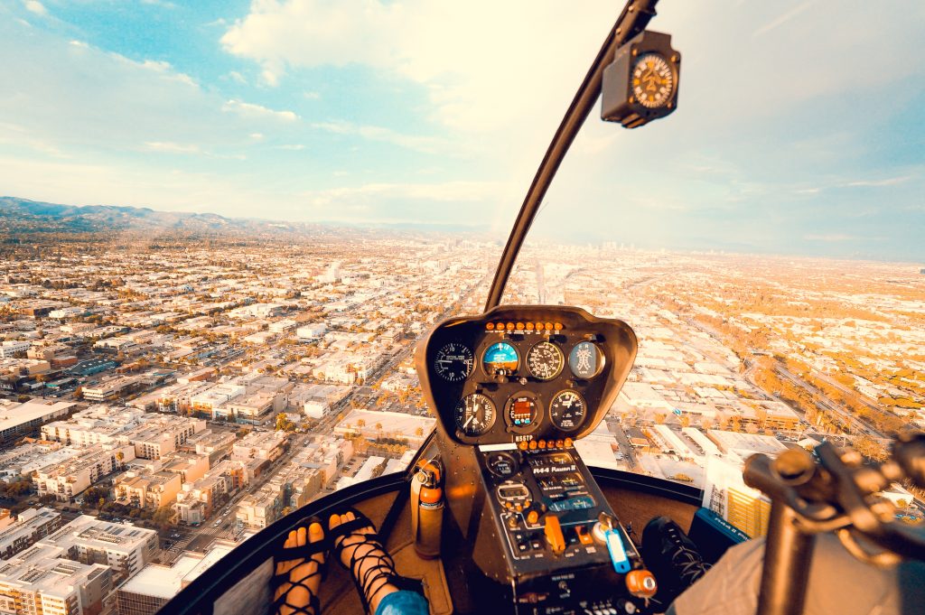 Pilot flying over San Francisco